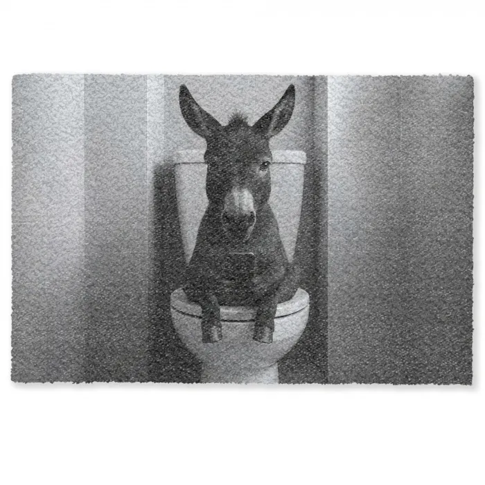 Ezel - Telefoon - Toilet - Zwart - Wit Deurmat klein -zkaufland3d