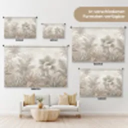 Jungle - Tropisch - Natuur -Vintage - Beige Wandkleed katoen klein -tsfeer8_DE