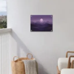 Heuvels - Paars - Mist - Zon tuinposter los doek klein -sfeer8