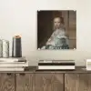 Portret van een meisje in het blauw - Schilderij van Johannes Cornelisz. Verspronck plexiglas 5mm klein -sfeer1