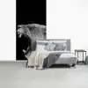 Dieren - Leeuw - Zwart - Wit - Portret fotobehang vinyl groot -slaapkamer