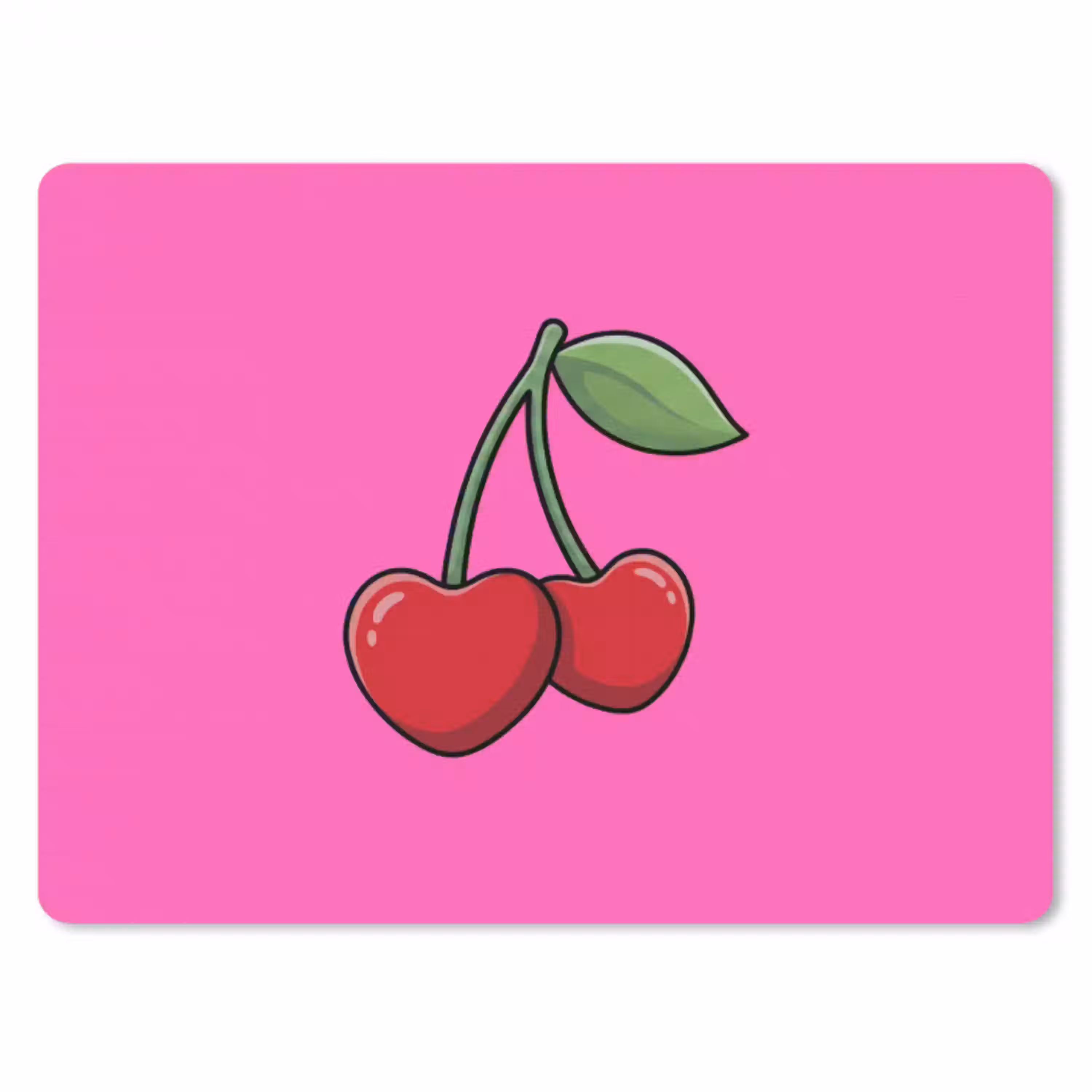 Kers - Roze - Fruit muismat rubber klein -3d
