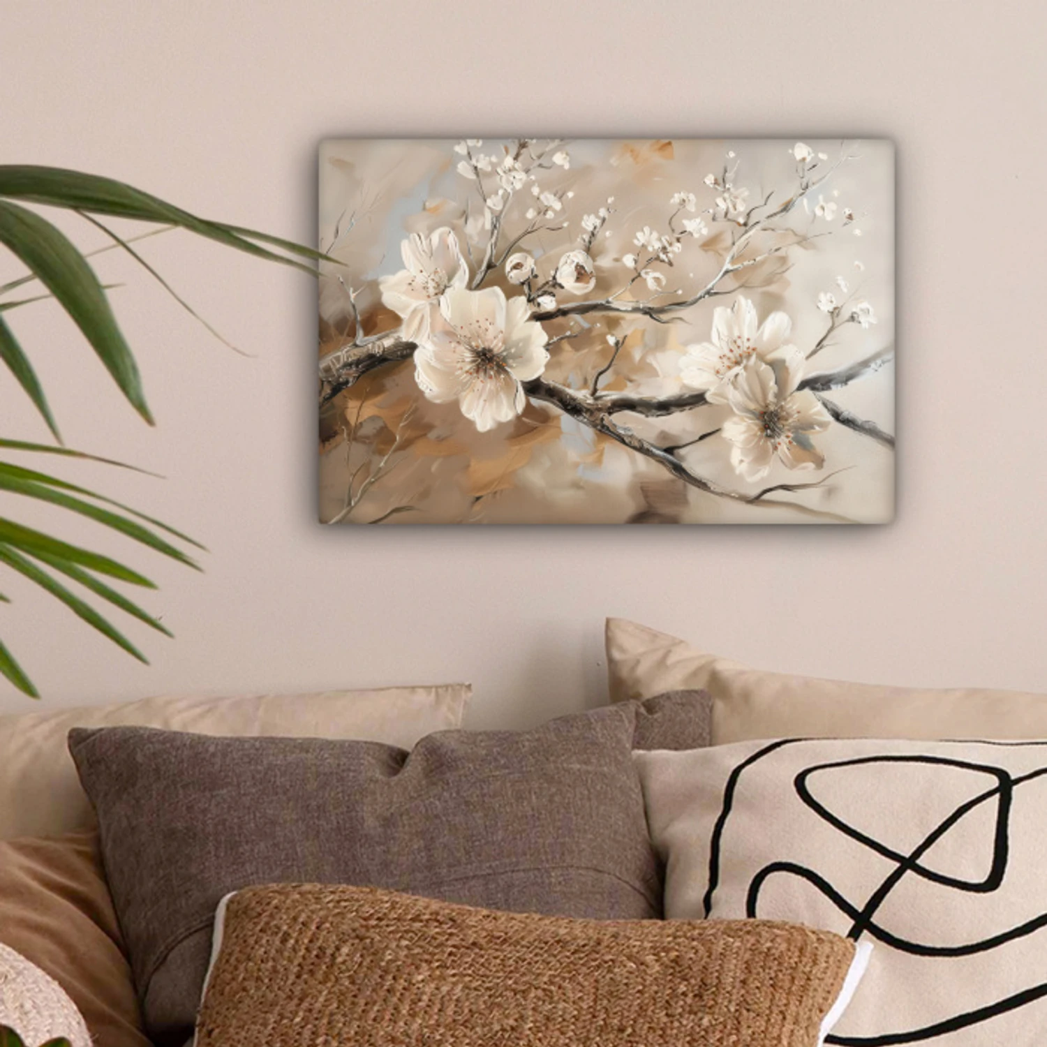 Bloemen - Natuur - Wit - Bloesem - Abstract canvas 2cm klein -sfeer1
