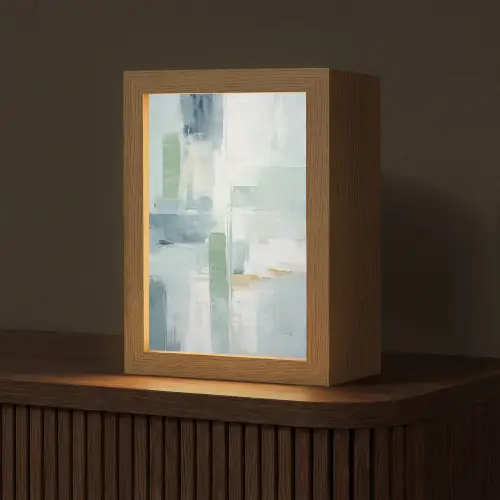 Verf - Moderne kunst - Abstract - Grijs Light Box met kabel (Tafellamp) klein -z3d_website