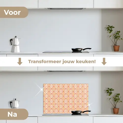 Patroon - Retro - Kleur keuken achterwand spatscherm klein 900 -voor_na_NL