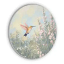 Kolibrie - Illustratie - Kleurrijk Akoestische PET Vilt - Rond klein -3d