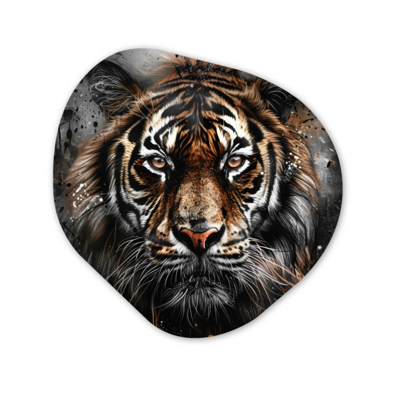 Tijger - Dieren - Portret - Luxe - Zwart Wandcirkel Organisch Forex 3mm klein -3d