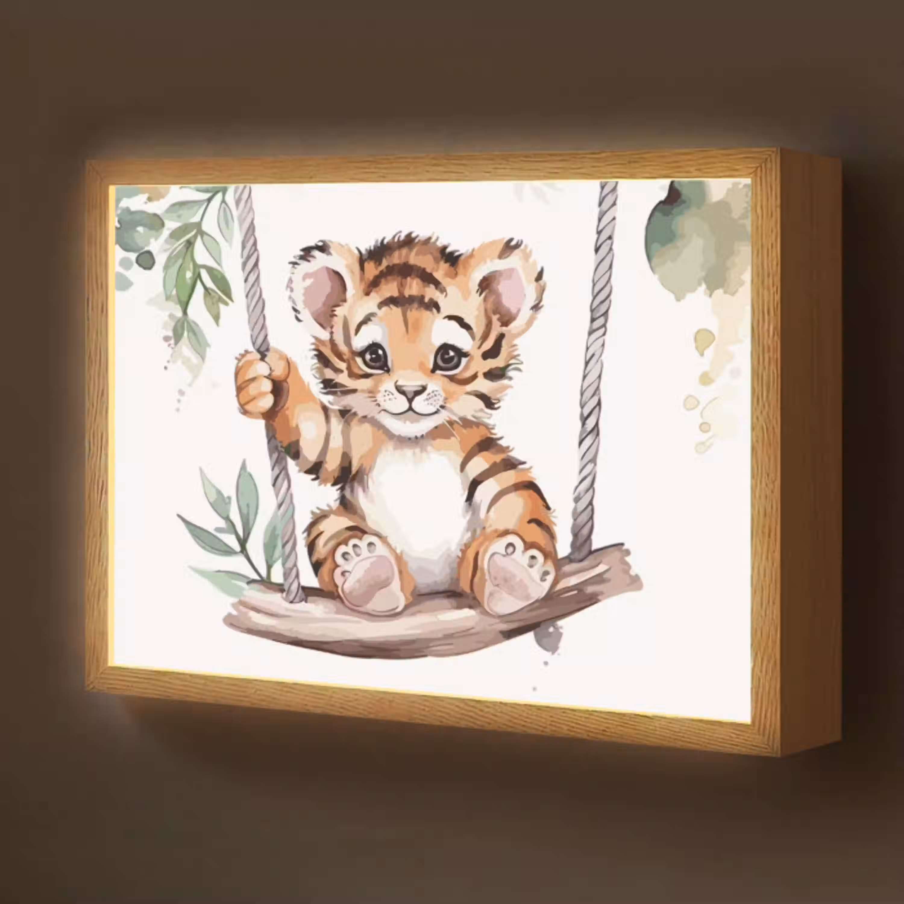 Tijger - Dier - Kinderen - Jungle Light Box met batterij (Wandlamp kind) middel -z3d_website