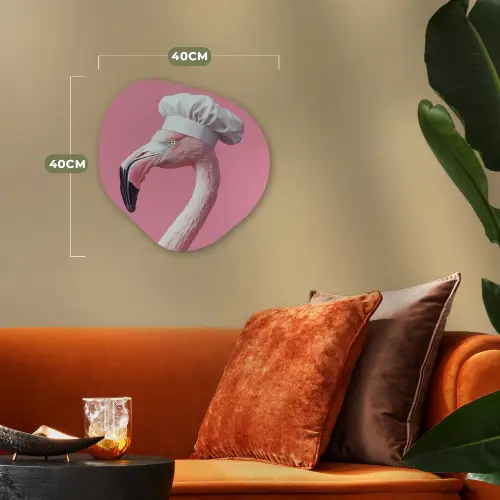 Flamingo - Roze - Koksmuts - Vogel Wandcirkel Organisch Forex 3mm klein -sfeer3