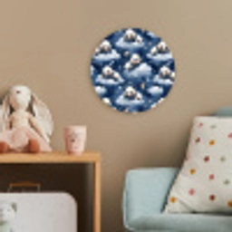 Panda's - Slapen - Blauw Wandcirkel kunststof plaat 5mm dik klein 188 -tsfeer1_kind
