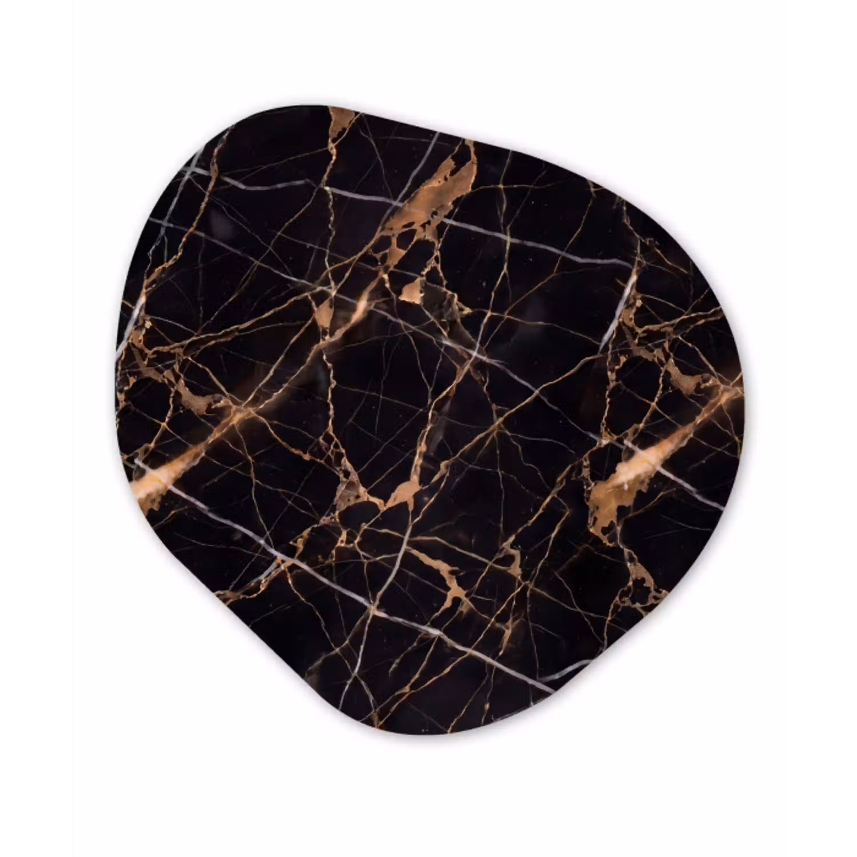 Marmer - Goud - Abstract - Zwart Wandcirkel Organisch Aluminium middel -3d