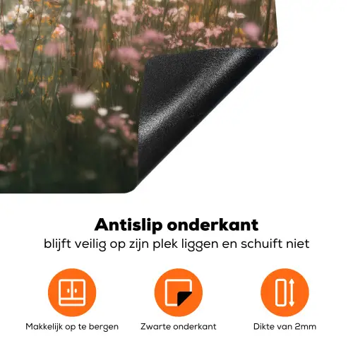 Hert - Wilde bloemen - Bos Inductie beschermer vinyl 3mm klein -zzzzzzz-td-onderkant