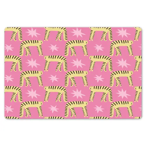 Langbenige -Tijgerkatten - Roze - Sterren Placemat vinyl groot 368 -zzsfeer1_Kitchenyeah-website