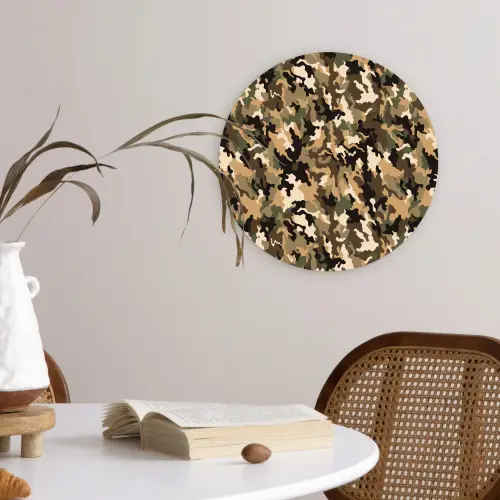 Woestijnkleur - Natuurlijk - Camouflage Wandcirkel plexiglas klein 852 -sfeer4