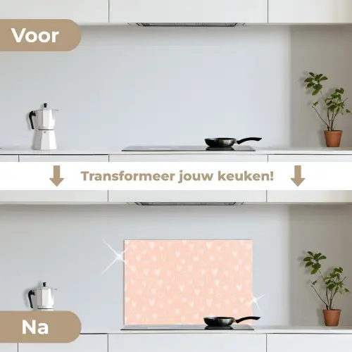 Hart - Patroon - Koraal keuken achterwand spatscherm klein 900 -voor_na_NL
