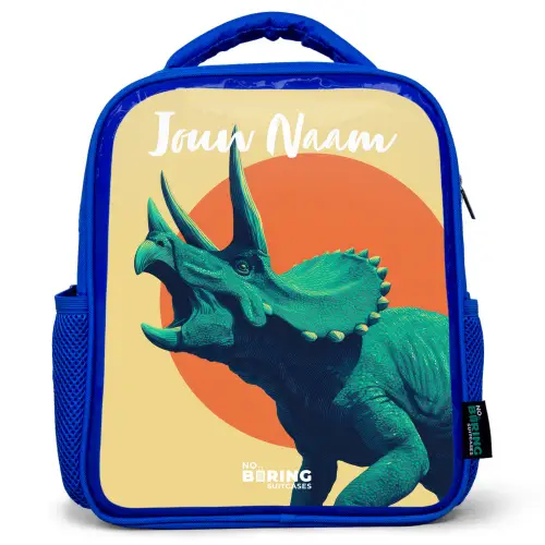 Dino - Triceratops  - Dier Kinderrugzak - Blauw middel -3d
