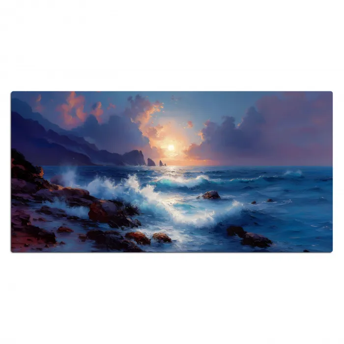 Golven - Zee - Kleurrijk - Rotsen Muismat XXL klein -3d_leeg