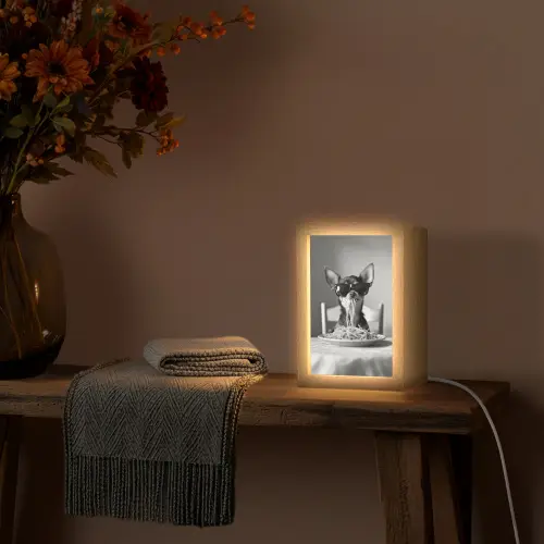 Chihuahua - Hond - Zonnebril - Humoristisch - Zwart - Wit - Spaghetti Light Box met kabel (Tafellamp) klein -sfeer4