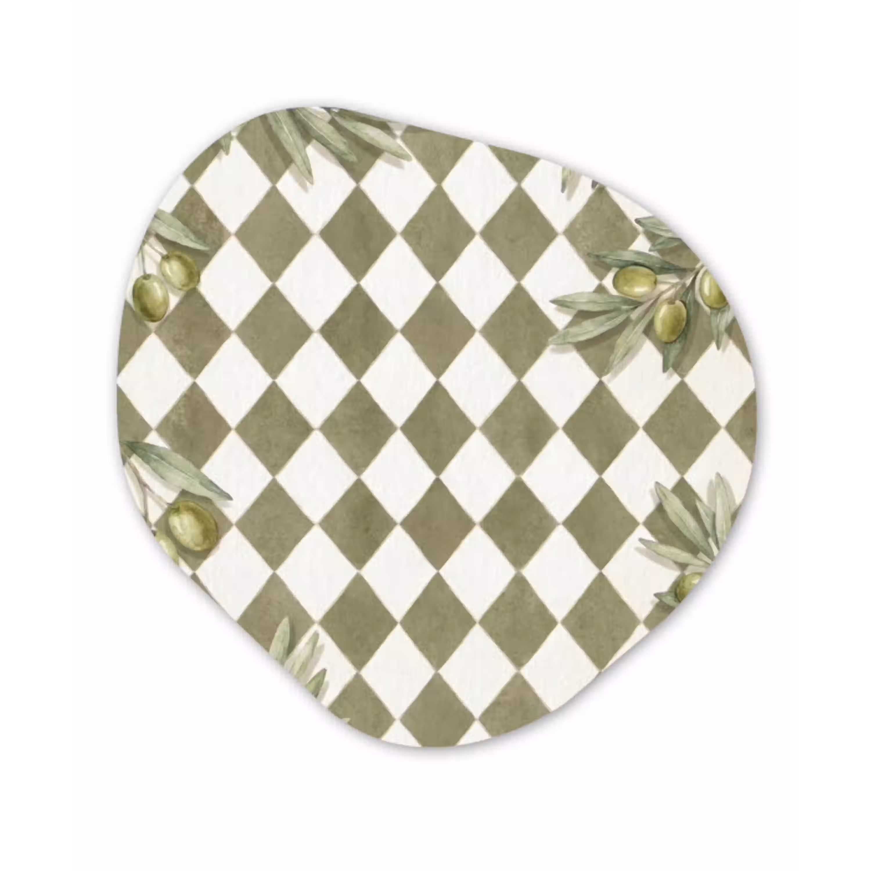 Plant - Olijftakken - Waterverf - Mediterraan - Groen Wandcirkel Organisch Aluminium middel -3d