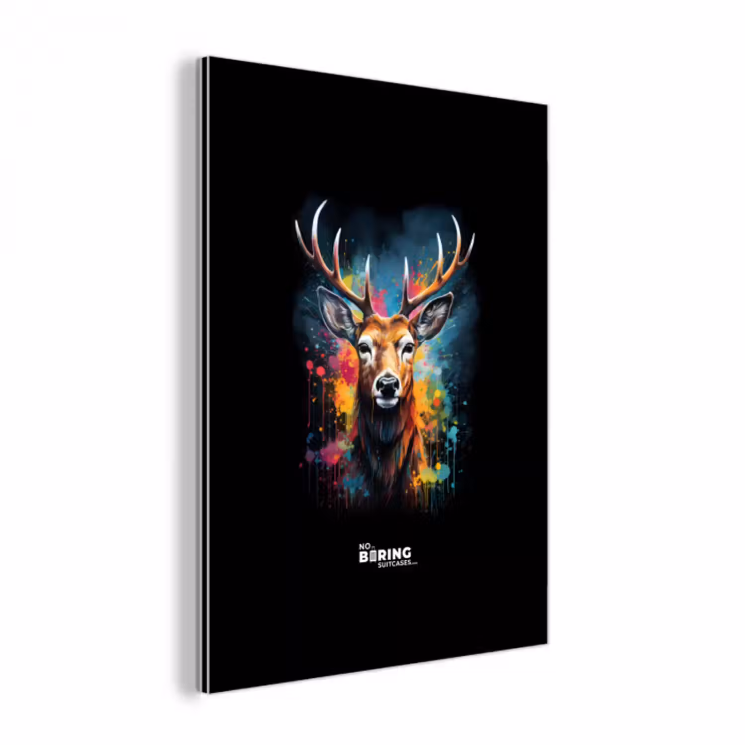 Alu-Dibond-Bild - Hirsch mit Geweih zwischen Graffiti-Spray