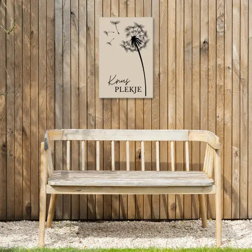 Knus Plekje met Paardenbloem Tuinposter op houten frame 2 cm dik klein -sfeer4