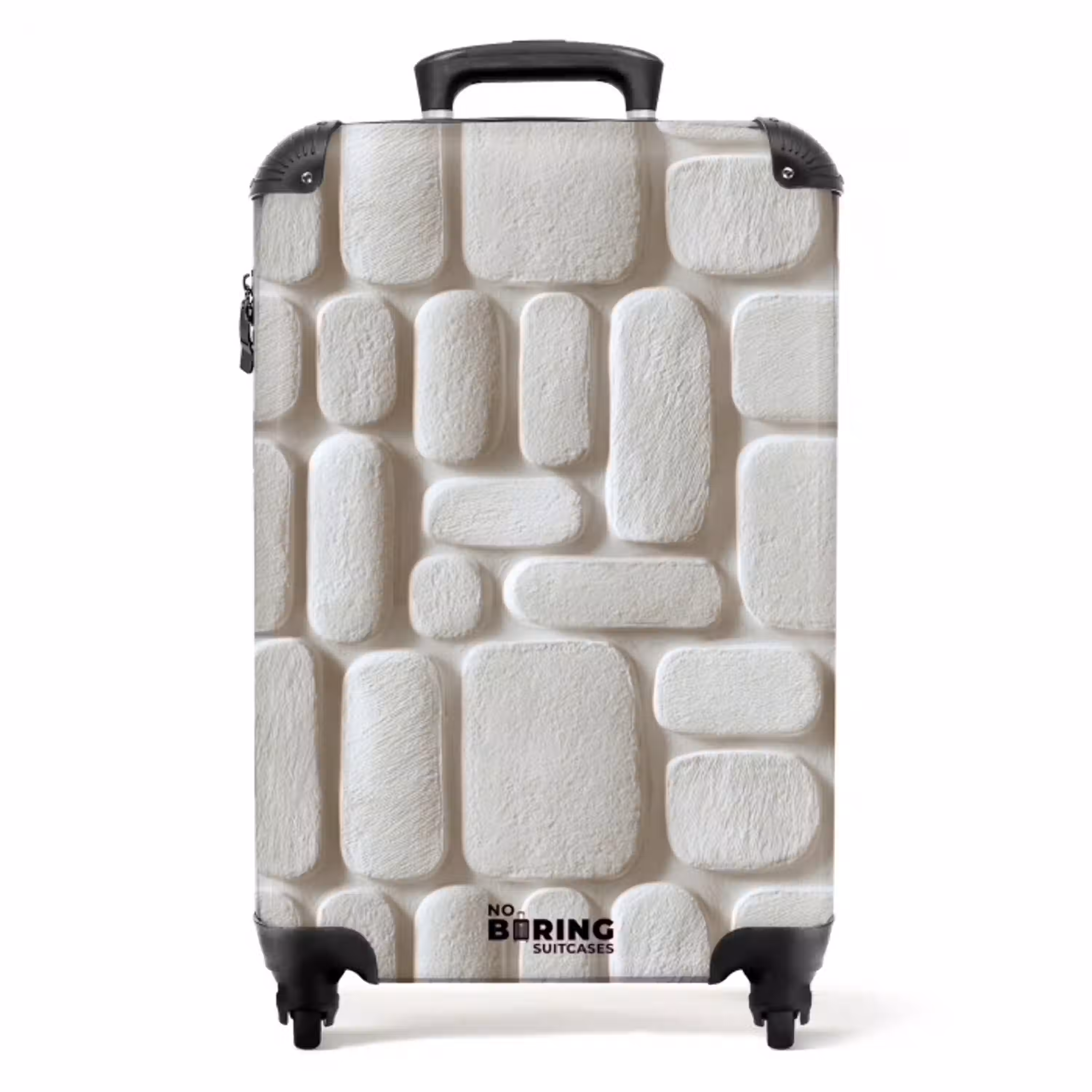 Reliëf - Structuur - Wit NBS - Handbagage koffer - Volwassenen Unisex middel -productfoto_recht