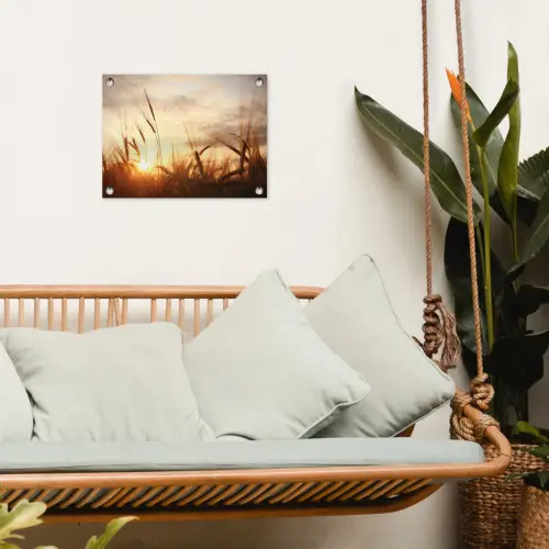 Gouden Graanveld bij Zonsopgang tuinposter los doek klein -sfeer7