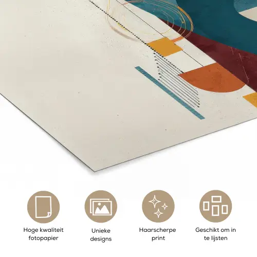 Geometrisch - Strakke vormen - Kleurrijk poster papier klein -closeup_NL