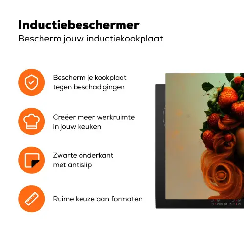 Vrouw - Aardbeien - Kroon Inductie beschermer vinyl 3mm klein -zzzzzzz-td-ups