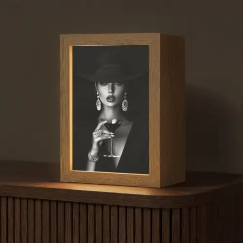 Vrouw - Cocktail - Chic Light Box met kabel (Tafellamp) klein -z3d_website