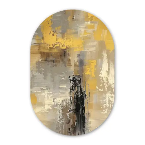 Abstract - Geel - Modern - Beige Wandcirkel Ovaal Forex klein -3d