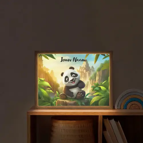 Panda - Wilde dieren - Jungle - Jongens - Kinderen Light Box met batterij (Wandlamp kind) middel -sfeer1_kind