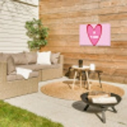 Hart - Frans - Valentijn - Roze Tuinposter op houten frame 2 cm dik klein -sfeer2