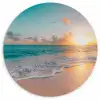 Zonsondergang - Strand - Zee - Zomer - Blauw Wandcirkel kunststof plaat 5mm dik klein -3d
