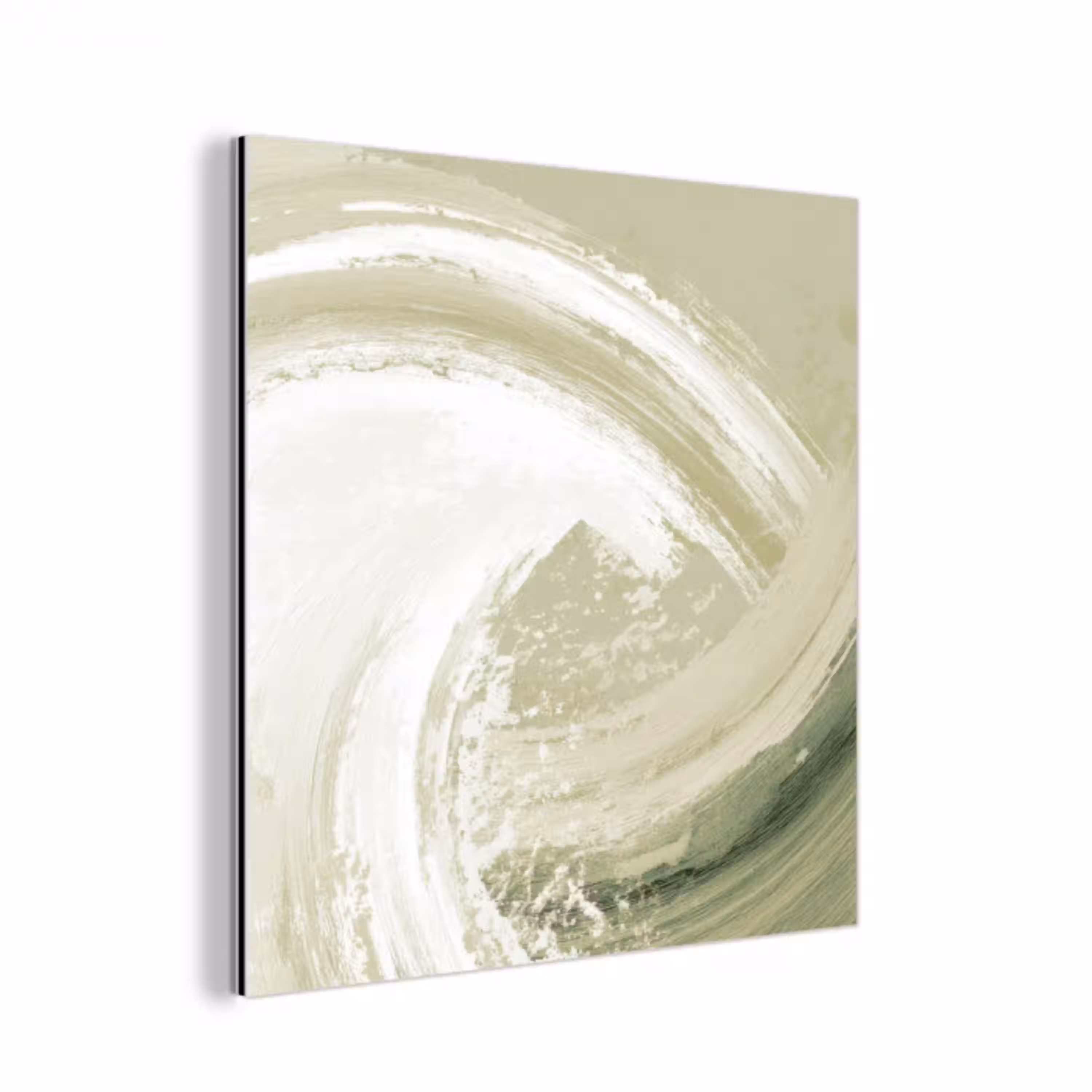 Abstract - Penseelstreken - Golven - Groen aluminium wit klein -3d