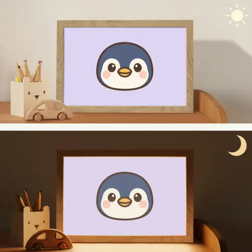 Pinguïn - Paars - Schattig Light Box met kabel klein -sfeer3_kind