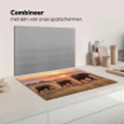 Olifanten - Savanne - Zonsondergang - Afrika - Warm Inductie beschermer vinyl 3mm klein -wsfeer7_website