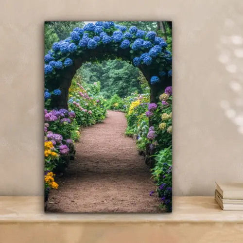 Doorkijk - Bloemen - Hortensia - Pad canvas 2cm klein -sfeer1