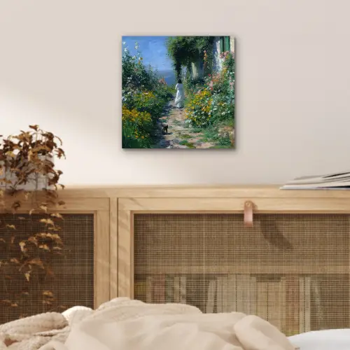 Kat - Vrouw - Bloemen - Huis aluminium wit klein -sfeer3