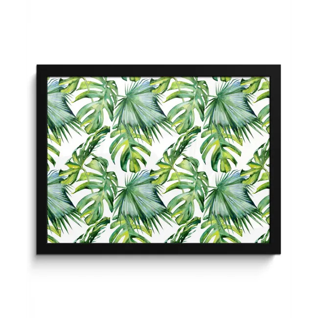 Inductie beschermer - Tropical - Bladeren - Jungle - Inductie mat fotolijst zwart zonder passe partout klein -3d