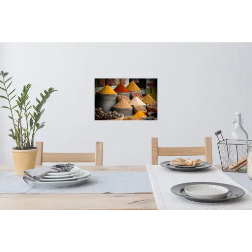 Kruiden - Ton - Specerijen - Geel - Bruin Muursticker klein -eettafel