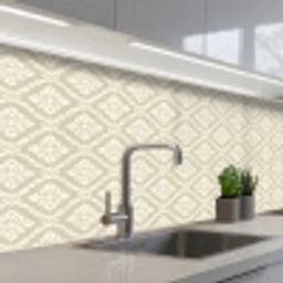 Floraal - Ornament - Beige keuken achterwand 2 middel 871 -3d_schuin