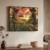 Wijngaard - Druiven - Zonsondergang Textielframe zwart klein -sfeer3