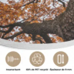 Boom - Bladerdak - Herfst - Oranje - Sfeervol Akoestische PET Vilt - Rond klein -closeup_FR