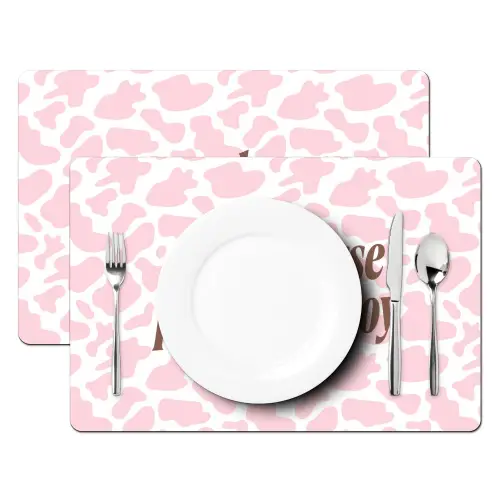 Koeienprint - Roze - Cowboy - Horse Placemat vinyl groot -zzsfeer2_Kitchenyeah-website