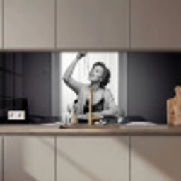 Vrouw - Spaghetti - Zwart - Wit keuken achterwand 2 middel zz_3dshopping