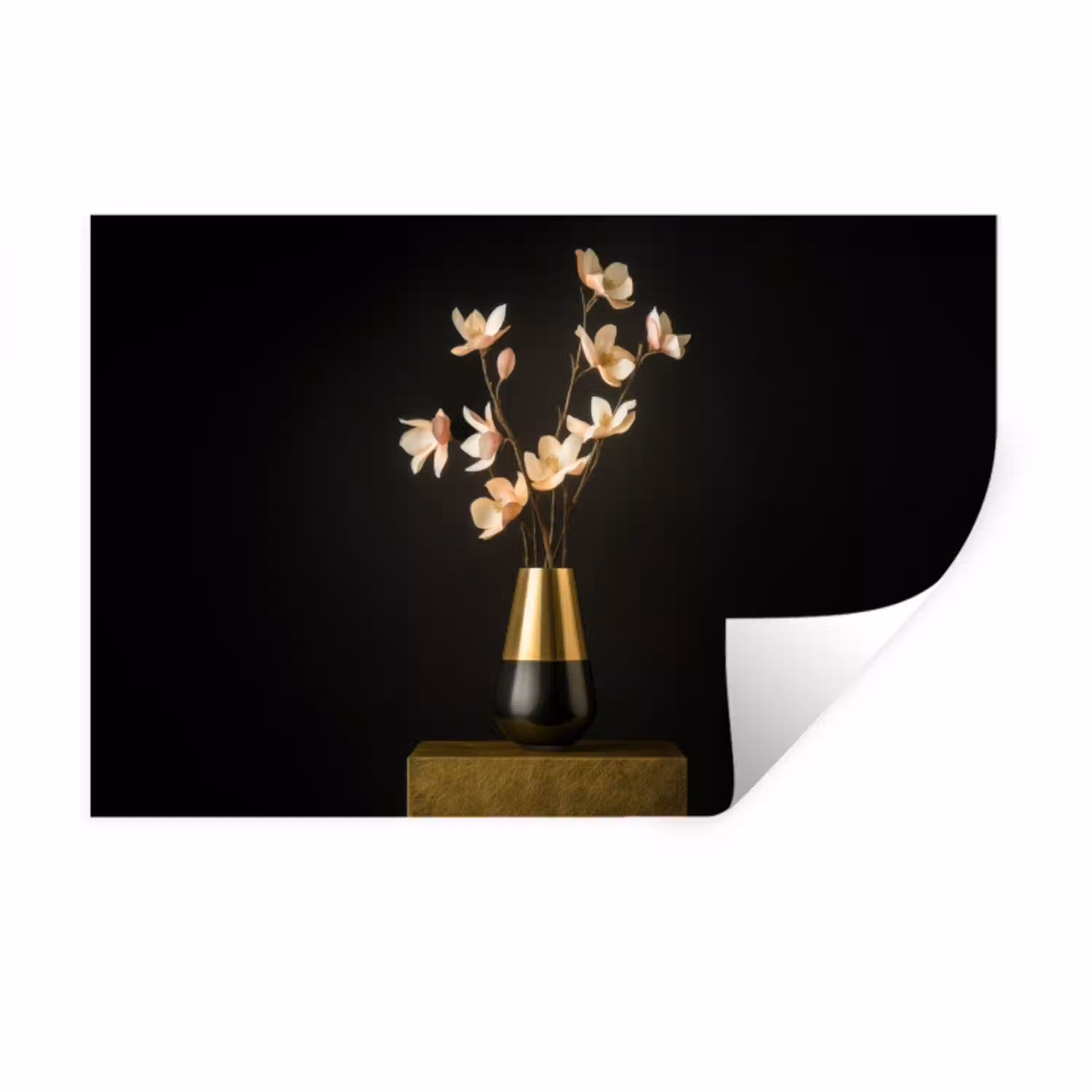Sierlijk - Boeket - Goud - Vaas Muursticker klein -3d