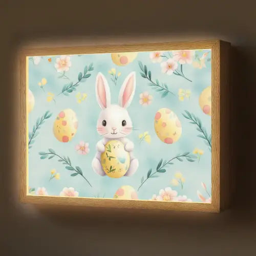 Konijn - Eieren - Takjes Light Box met batterij (Wandlamp) middel -z3d_website