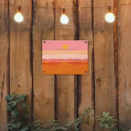 Zon - Abstract - Landschap - Oranje tuinposter los doek klein -sfeer1