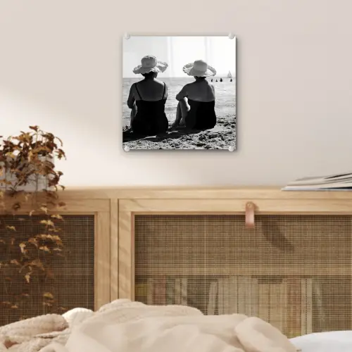 Vrouwen - Zonnehoed - Strand - Zwart - Wit plexiglas 5mm klein -sfeer4